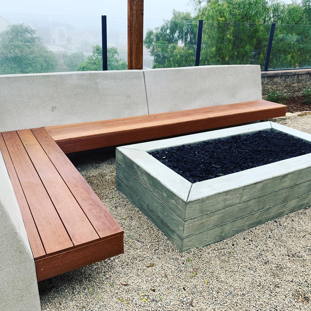 Composite deck with pergola and planter boxes