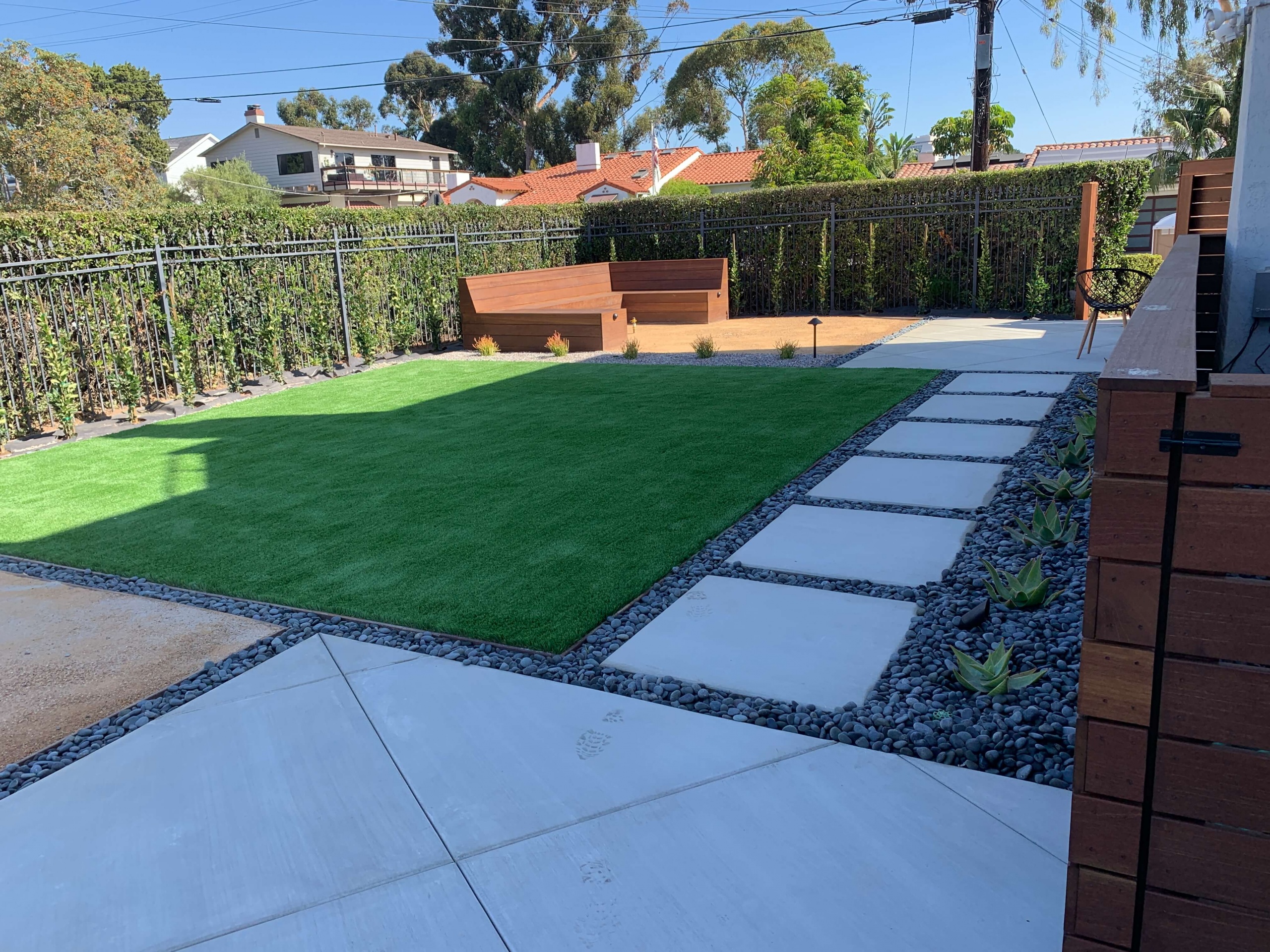 Modern paver patio and walkway hardscape by Arcadian Landscape in San Diego