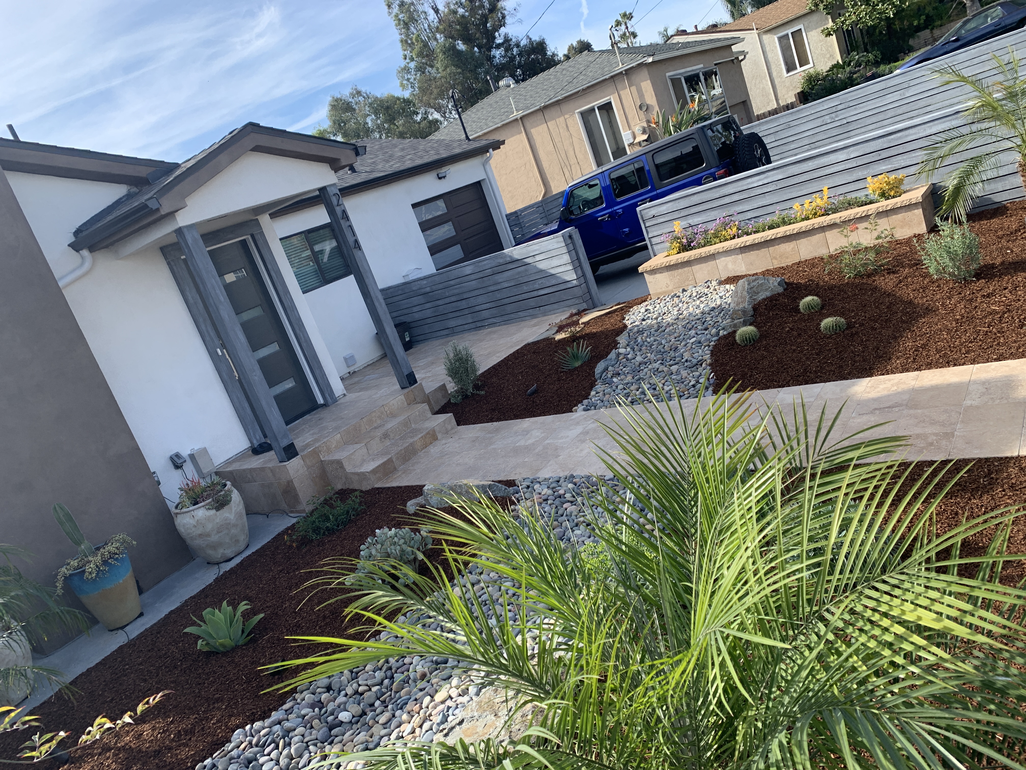Outdoor living space with covered structure
