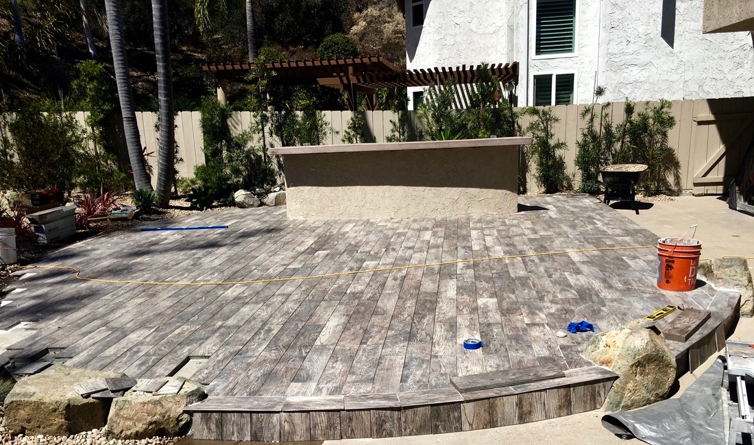 BBQ island construction in progress showing framework