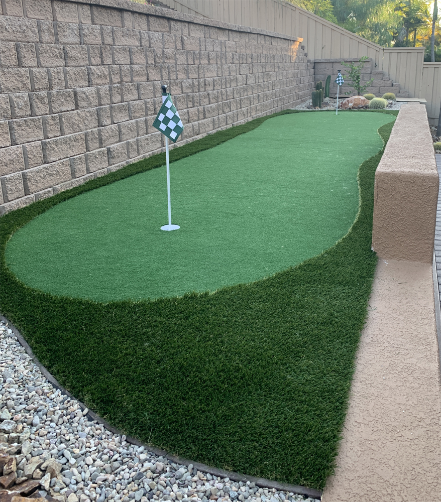 Backyard putting green installation