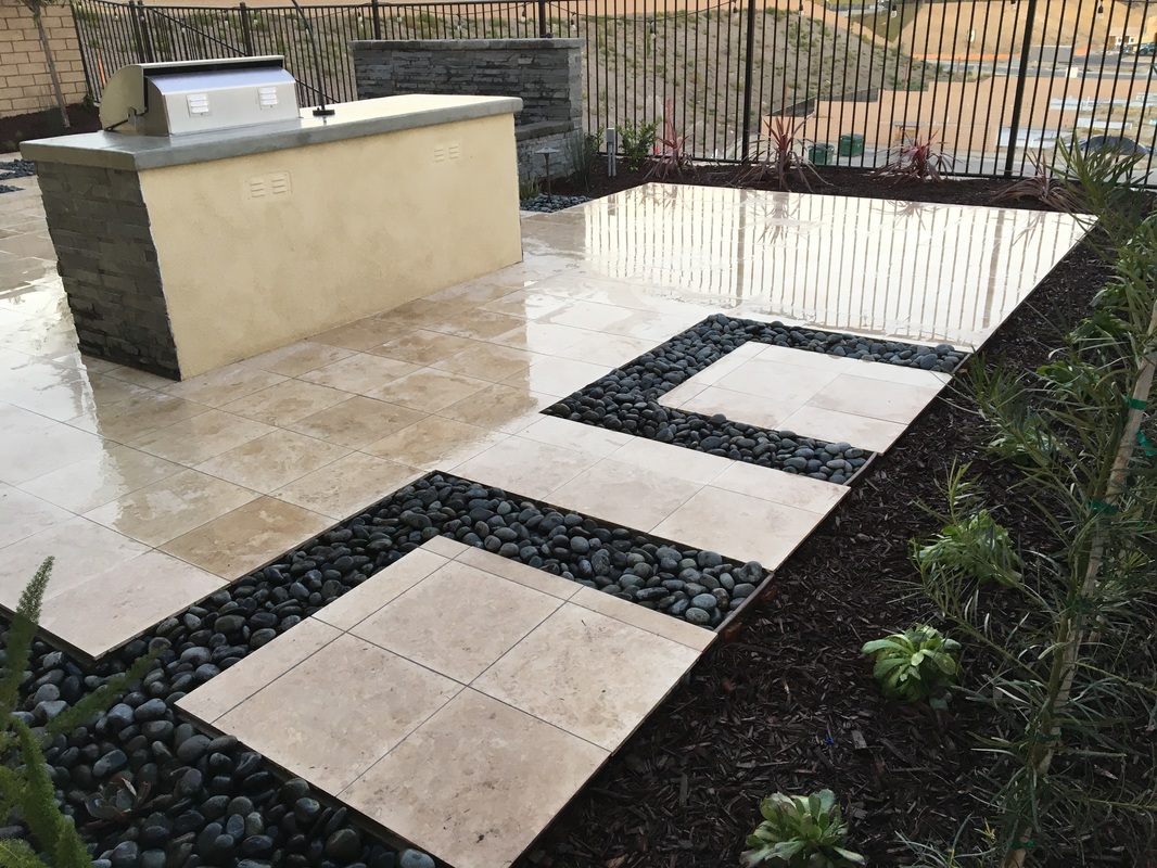 Natural stone paver walkway in San Diego