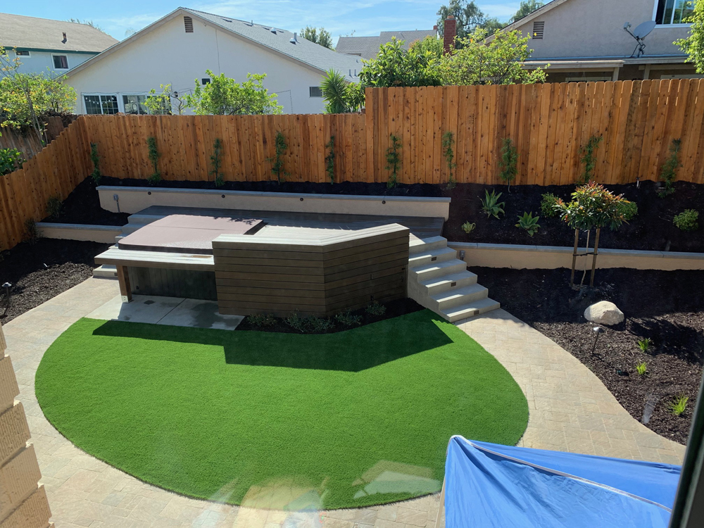 After photo of completed backyard landscape renovation